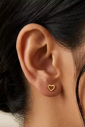 Cupid hollow gold plated stud earring