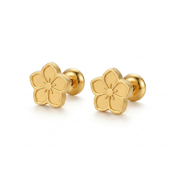 Cupid blossom gold plated stud earring 1