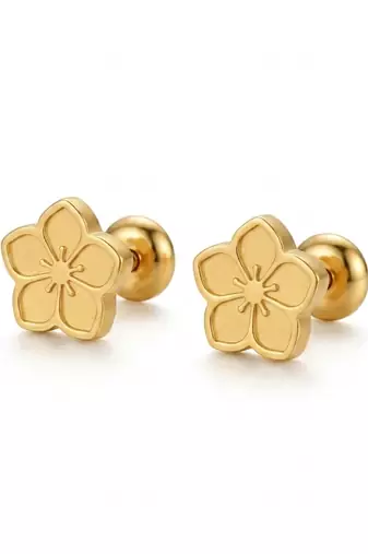 Cupid blossom gold plated stud earring