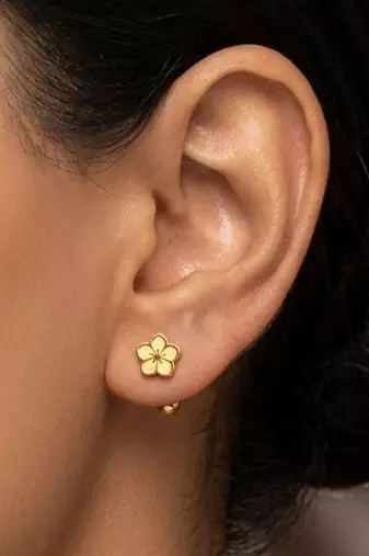 Cupid blossom gold plated stud earring