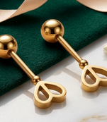 Cupid key of heart gold plated stud earring