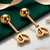 Cupid key of heart gold plated stud earring