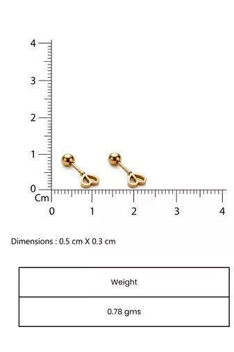 Cupid key of heart gold plated stud earring