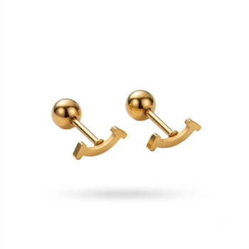 Cupid mini smile gold plated stud earring 1