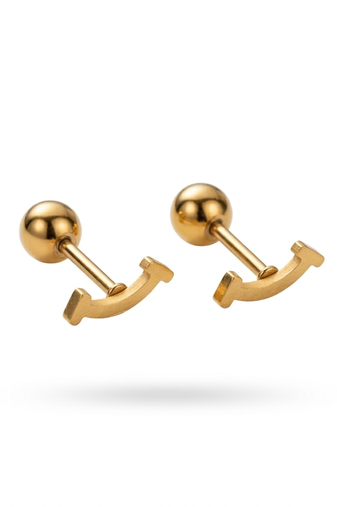 Cupid mini smile gold plated stud earring