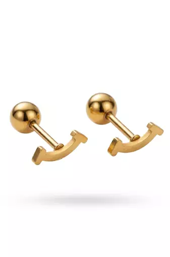 Cupid mini smile gold plated stud earring