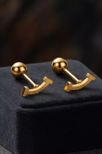 Cupid mini smile gold plated stud earring