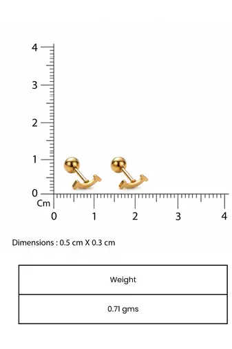 Cupid mini smile gold plated stud earring