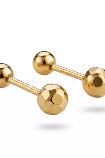Cupid beveled gold plated stud earring