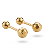 Cupid beveled gold plated stud earring