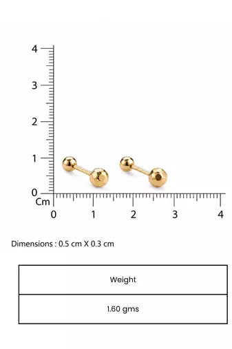 Cupid beveled gold plated stud earring
