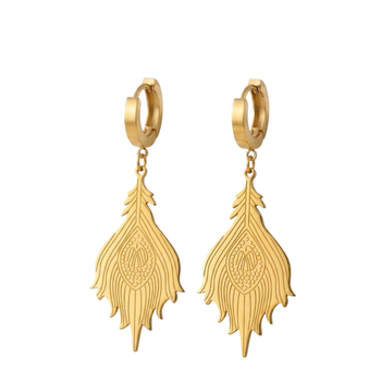 fern leaf gold plated hoop earrings 1