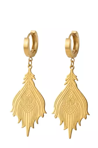 fern leaf gold plated hoop earrings