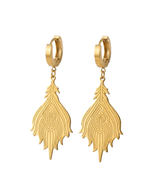 fern leaf gold plated hoop earrings