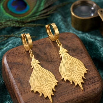 fern leaf gold plated hoop earrings 2