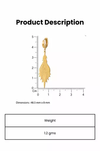 fern leaf gold plated hoop earrings