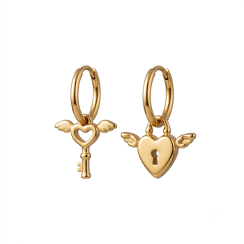 love lock gold plated hoop earrings 1