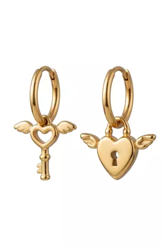 love lock gold plated hoop earrings