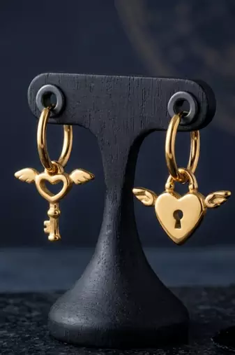 love lock gold plated hoop earrings