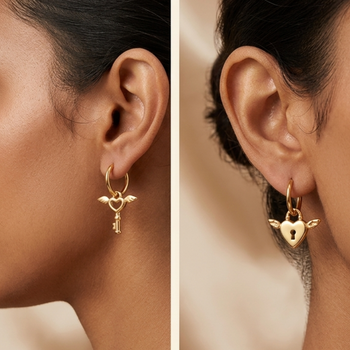 love lock gold plated hoop earrings 3