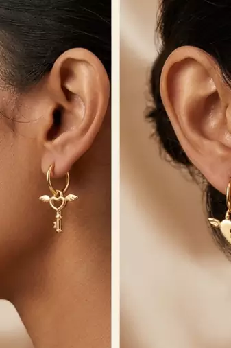 love lock gold plated hoop earrings
