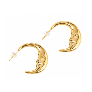 Halfmoon arc gold plated drop earring 1
