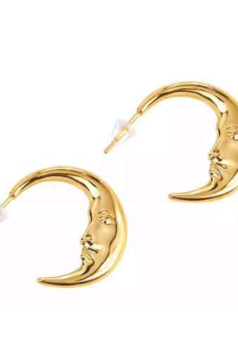 Halfmoon arc gold plated drop earring