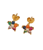 Multicolor flower gold plated stud earring
