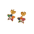 Multicolor flower gold plated stud earring
