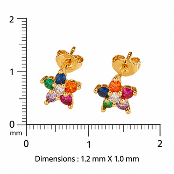 Multicolor flower gold plated stud earring 2