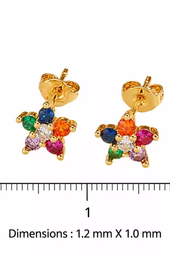 Multicolor flower gold plated stud earring
