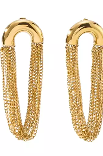 Curtain chain gold plated tassel earring