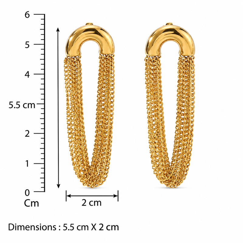 Curtain chain gold plated tassel earring