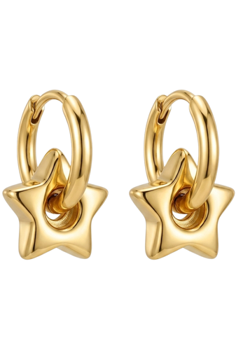 star frame gold plated hoop earrings