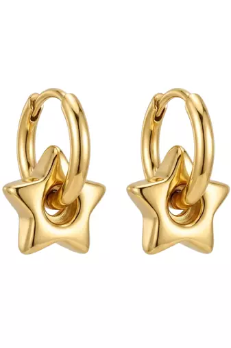 star frame gold plated hoop earrings