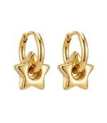 star frame gold plated hoop earrings