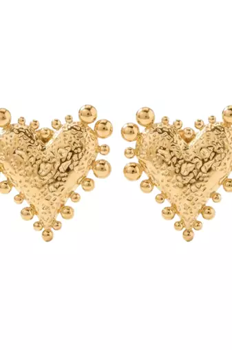 Glided heard gold plated stud earring