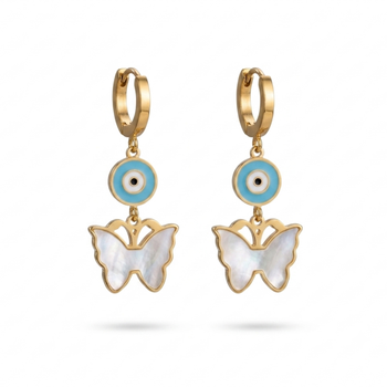 look out butterfly gold plated hoop earring 1