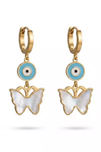 look out butterfly gold plated hoop earring