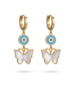 look out butterfly gold plated hoop earring