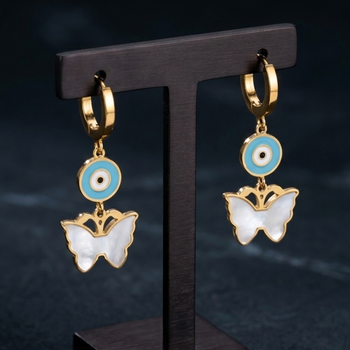 look out butterfly gold plated hoop earring 2