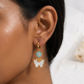 look out butterfly gold plated hoop earring 3