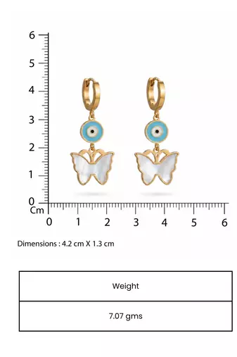 look out butterfly gold plated hoop earring