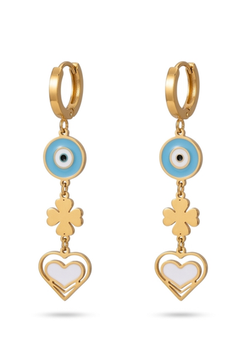 look out heart gold plated hoop earring