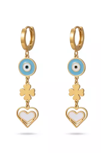 look out heart gold plated hoop earring