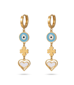 look out heart gold plated hoop earring