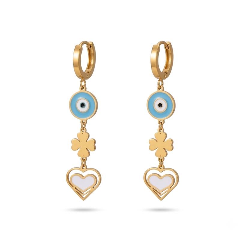 look out heart gold plated hoop earring