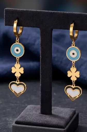 look out heart gold plated hoop earring