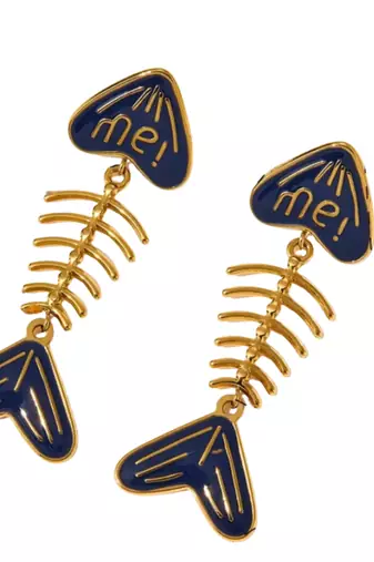 Reef studs blue gold plated drop earring