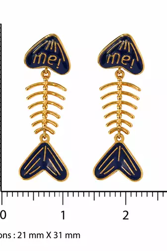 Reef studs blue gold plated drop earring